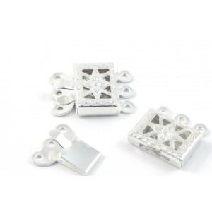 3 ROWS SQUARE SILVER PLATED CLASP
